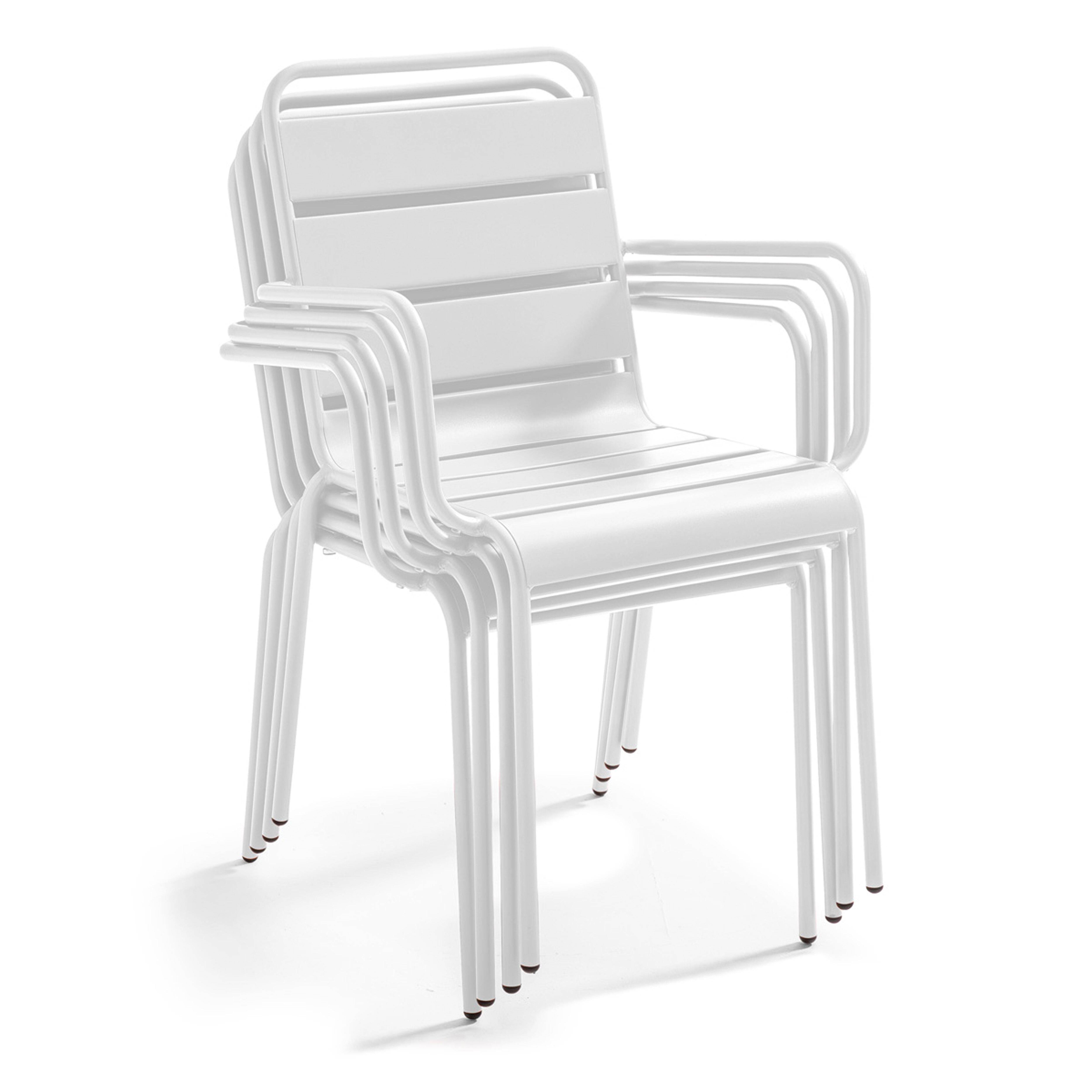 Oviala - Ensemble table de terrasse ardoise et 2 fauteuils blanc - Oviala - Imagen 6