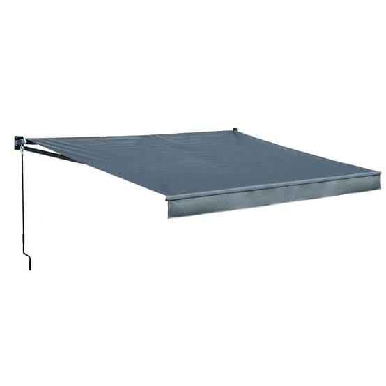 Happy Garden - Store banne SAULE 3,95 × 3m - Toile anthracite et structure grise - HAPPY GARDEN - Imagen 1