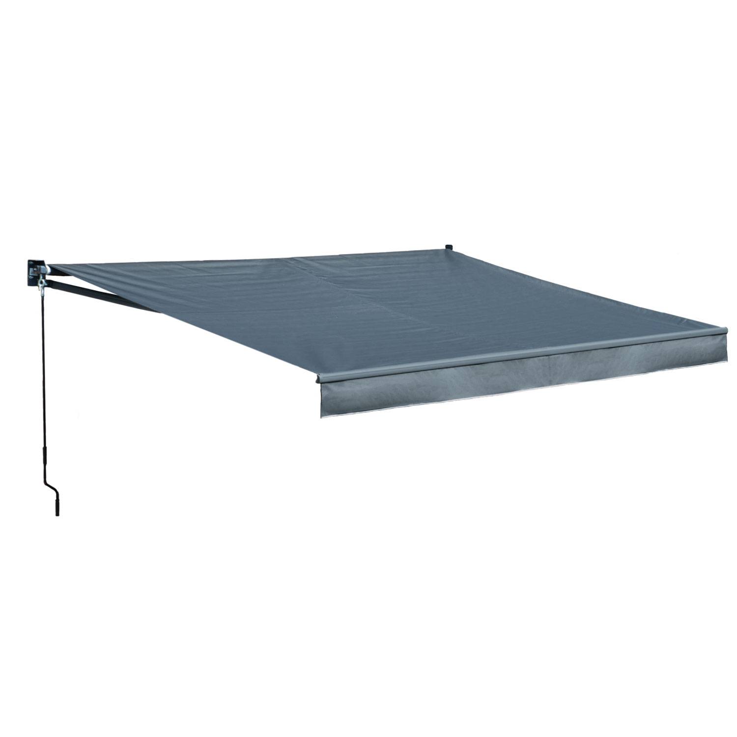 Happy Garden - Store banne SAULE 3,95 × 3m - Toile anthracite et structure grise - HAPPY GARDEN - Imagen 1