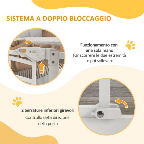 Barrière escalier chien acier intérieur fermeture automatique chatière 74-80x76cm blanc - ComfortXL Pet Living - Image 7
