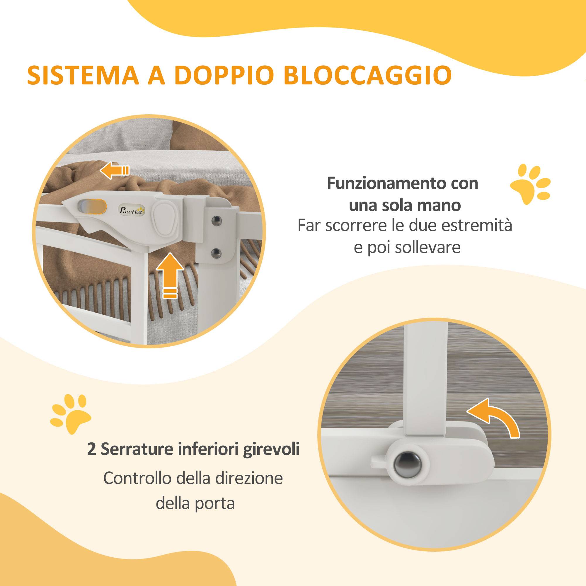 Barrière escalier chien acier intérieur fermeture automatique chatière 74-80x76cm blanc - ComfortXL Pet Living - Image 7
