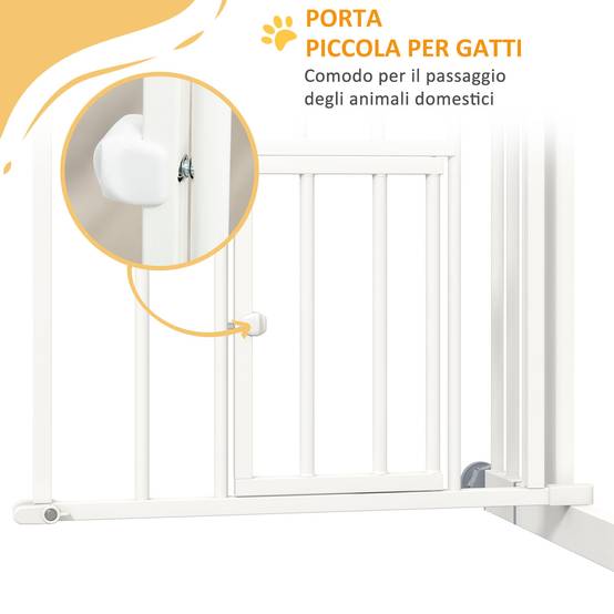 Barrière escalier chien acier intérieur fermeture automatique chatière 74-80x76cm blanc - ComfortXL Pet Living - Image 10