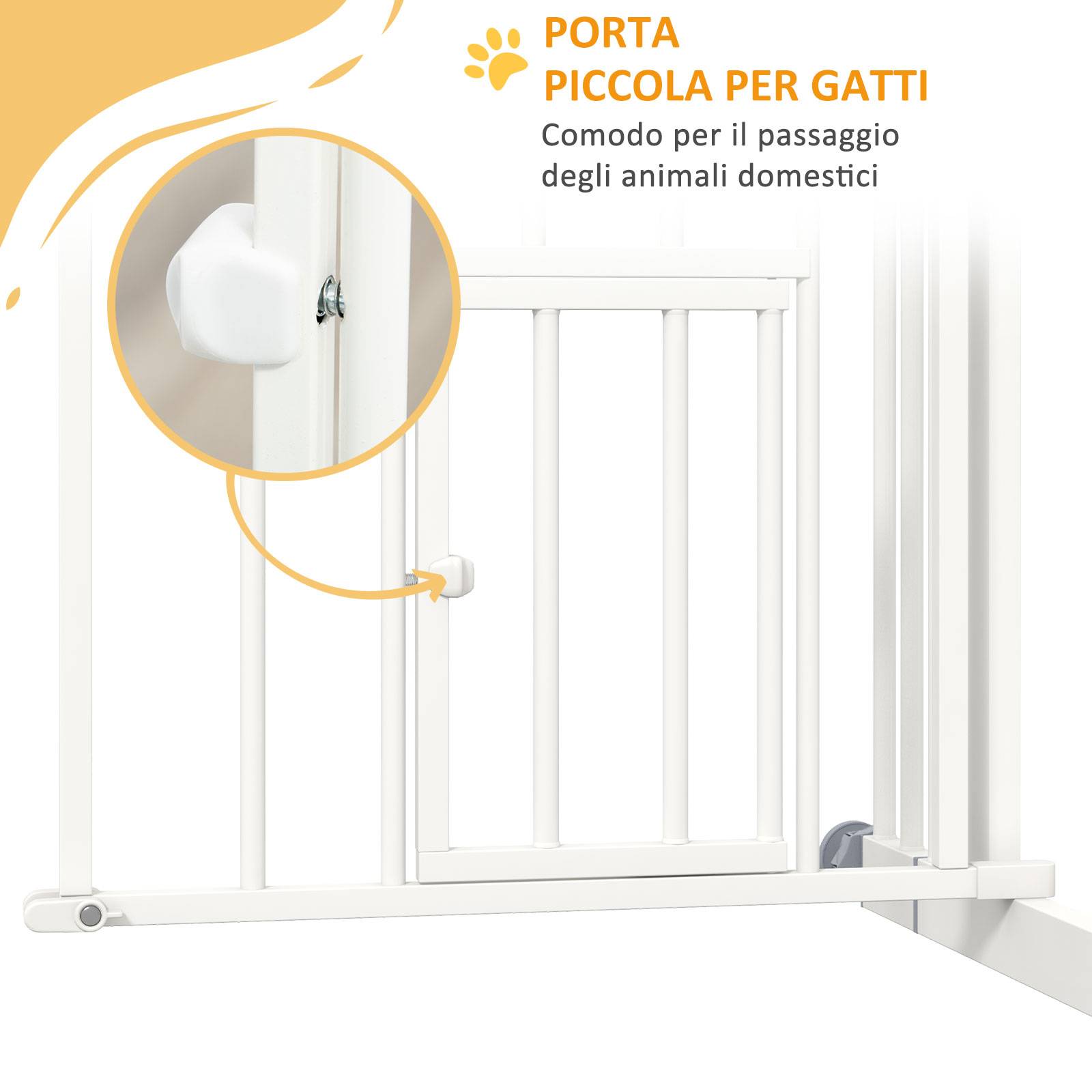 Barrière escalier chien acier intérieur fermeture automatique chatière 74-80x76cm blanc - ComfortXL Pet Living - Image 10