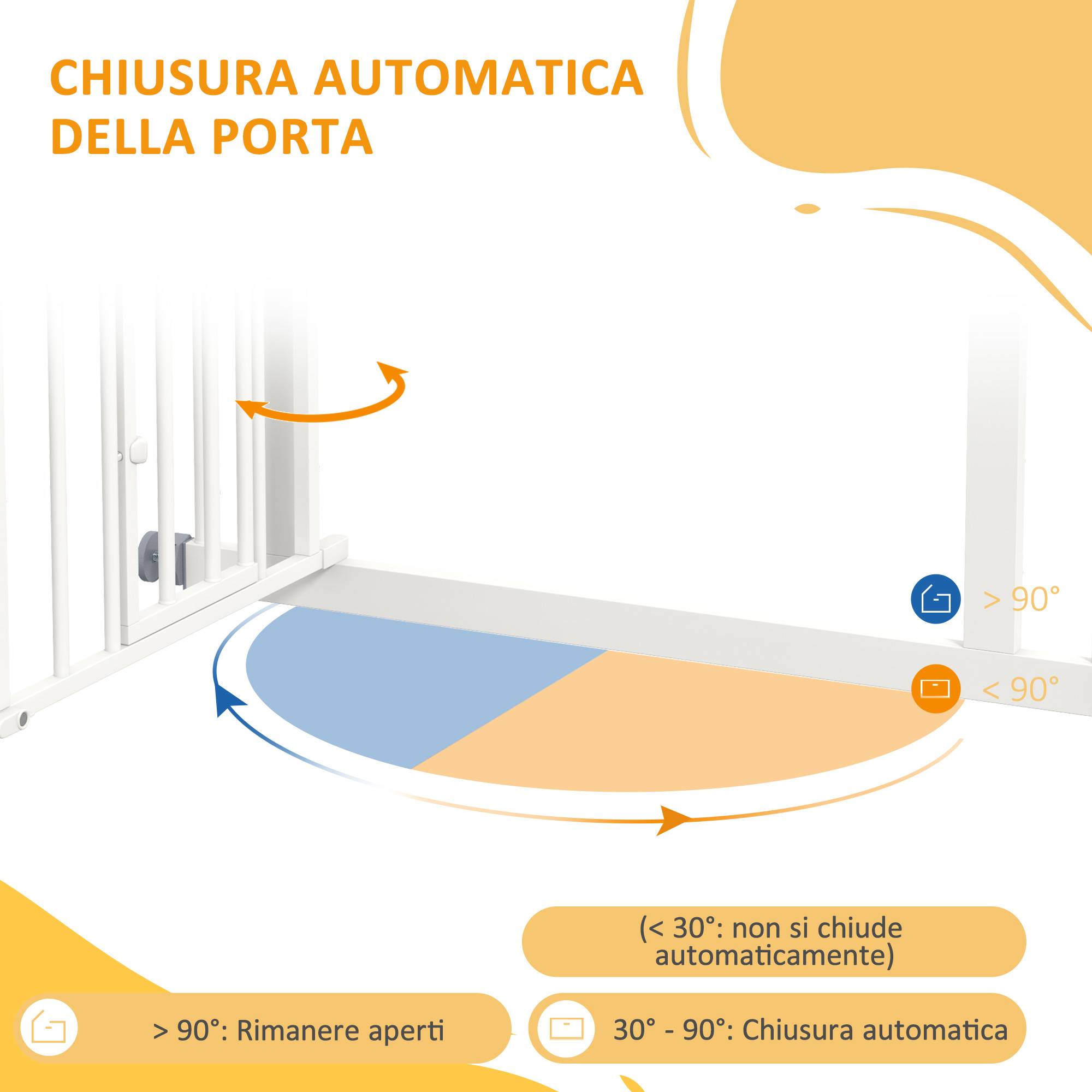 Barrière escalier chien acier intérieur fermeture automatique chatière 74-80x76cm blanc - ComfortXL Pet Living - Image 8