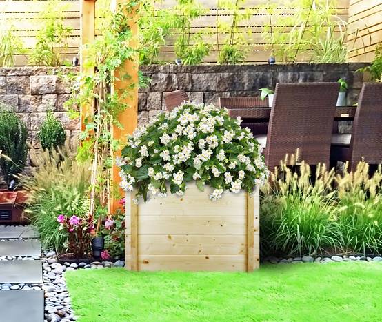 Timbela - Carre Potager Exterieur Bois 78x38xH57 cm - Jardinieres Exterieur pour Fleurs, Herbes aromatiques, Légumes - 28 mm d’épaisseur - Timbela M612 - Image 5