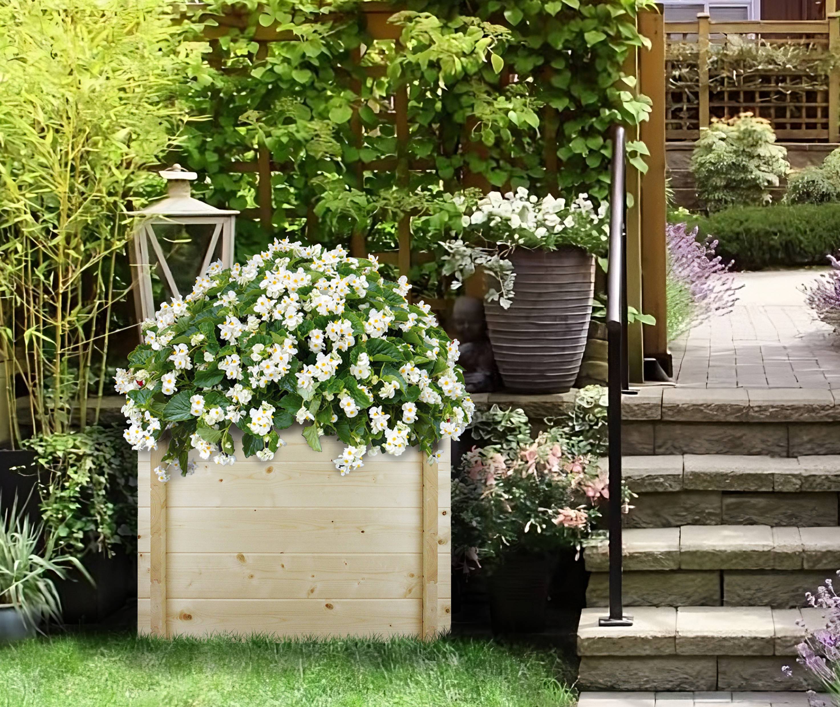 Timbela - Carre Potager Exterieur Bois 78x38xH57 cm - Jardinieres Exterieur pour Fleurs, Herbes aromatiques, Légumes - 28 mm d’épaisseur - Timbela M612 - Image 1