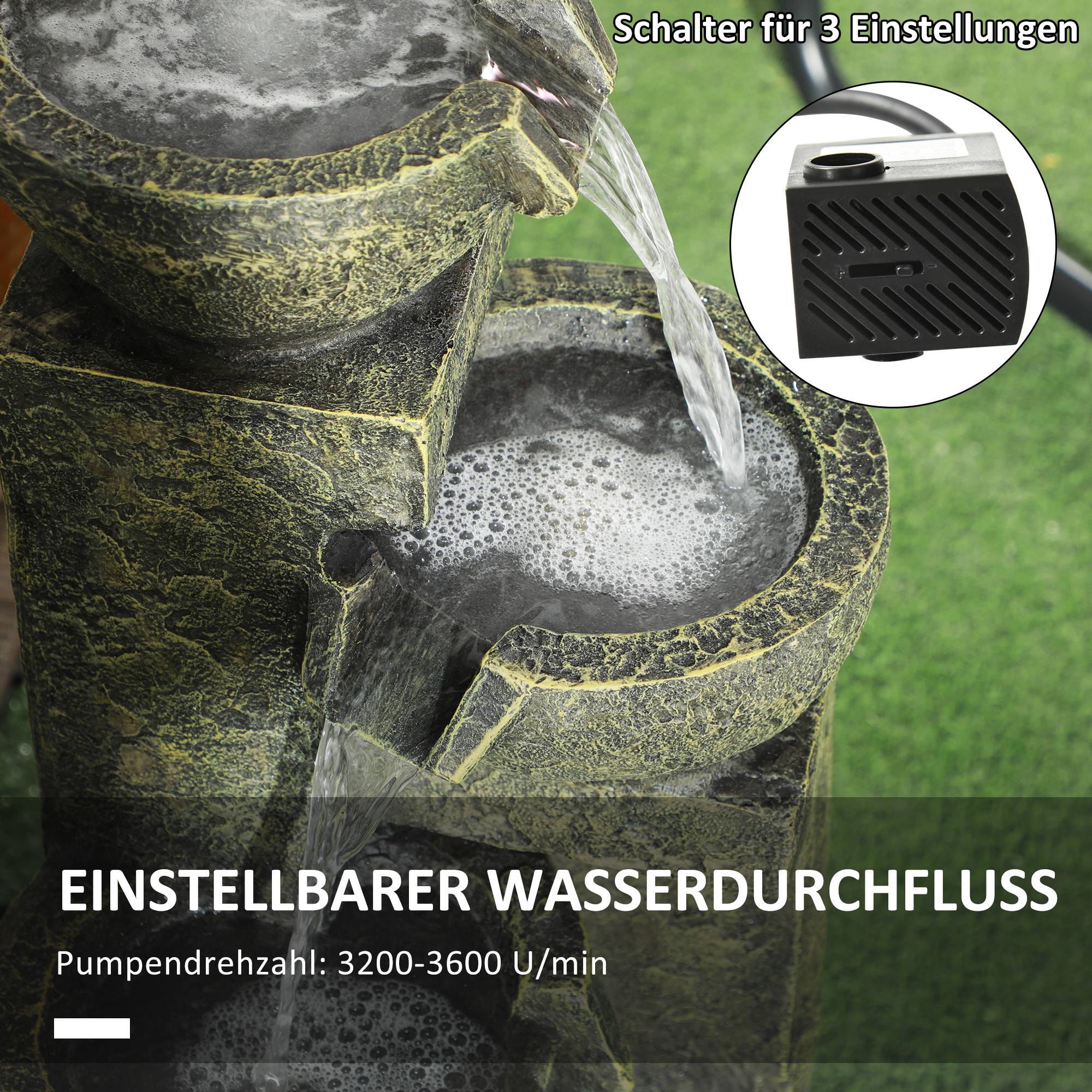 Fontaine de jardin cascade résine extérieur 4 niveaux débit réglable 60cm noir - ComfortXL Outdoor Living - Image 5