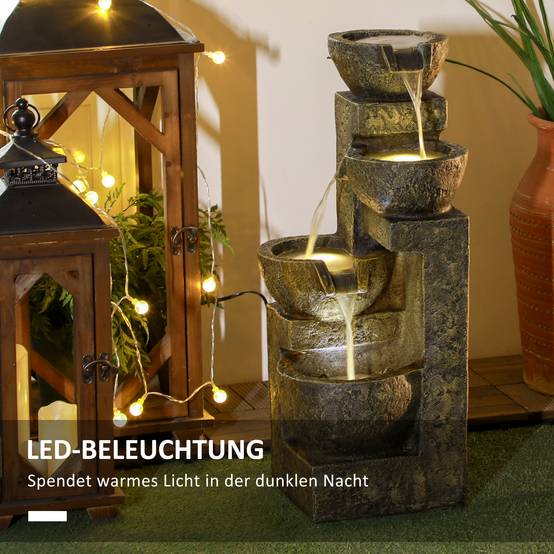 Fontaine de jardin cascade résine extérieur 4 niveaux débit réglable 60cm noir - ComfortXL Outdoor Living - Image 6
