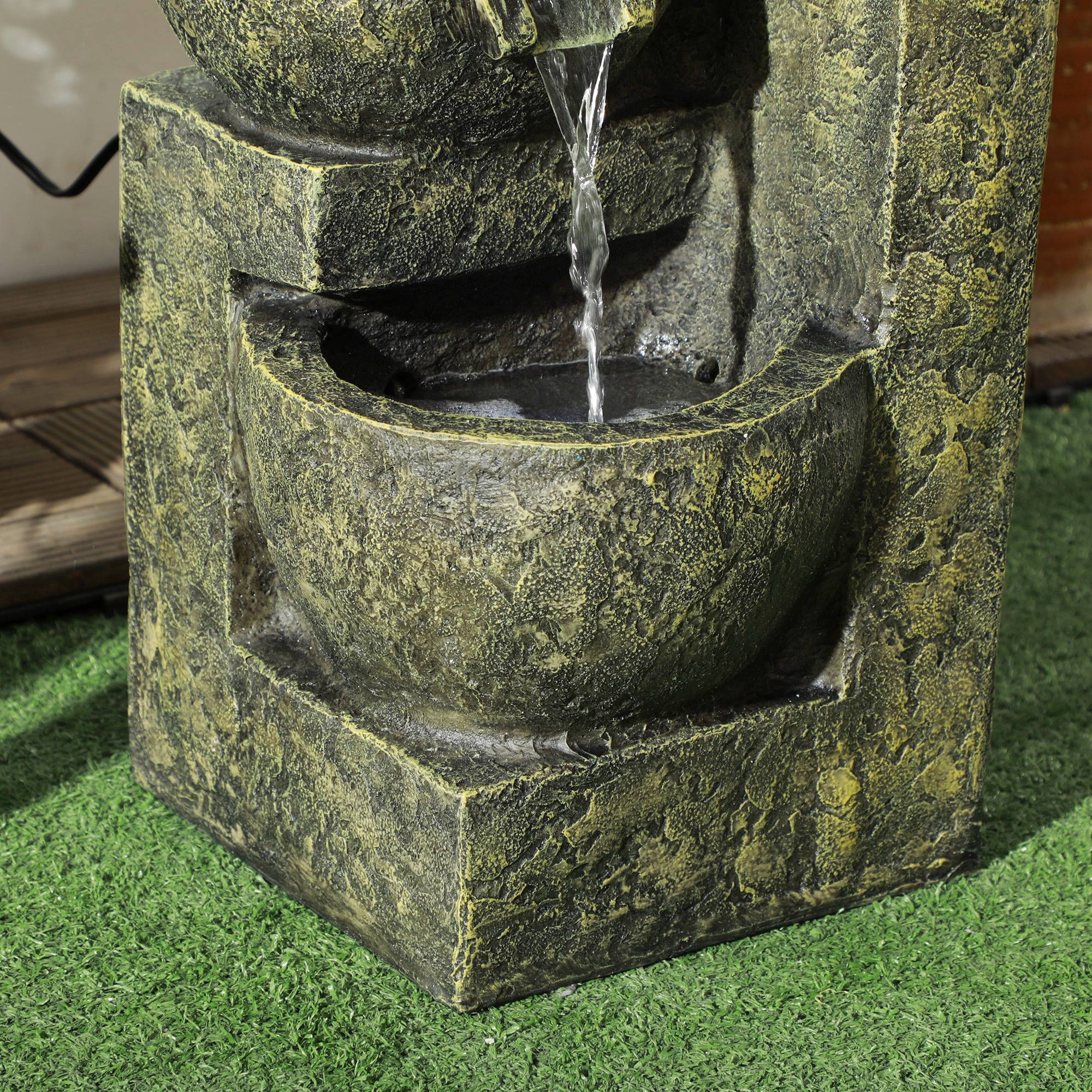 Fontaine de jardin cascade résine extérieur 4 niveaux débit réglable 60cm noir - ComfortXL Outdoor Living - Image 7