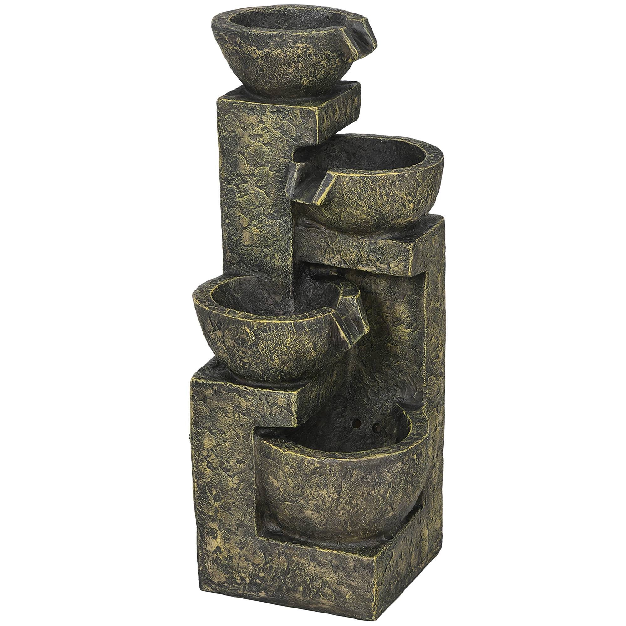 Fontaine de jardin cascade résine extérieur 4 niveaux débit réglable 60cm noir - ComfortXL Outdoor Living - Image 2