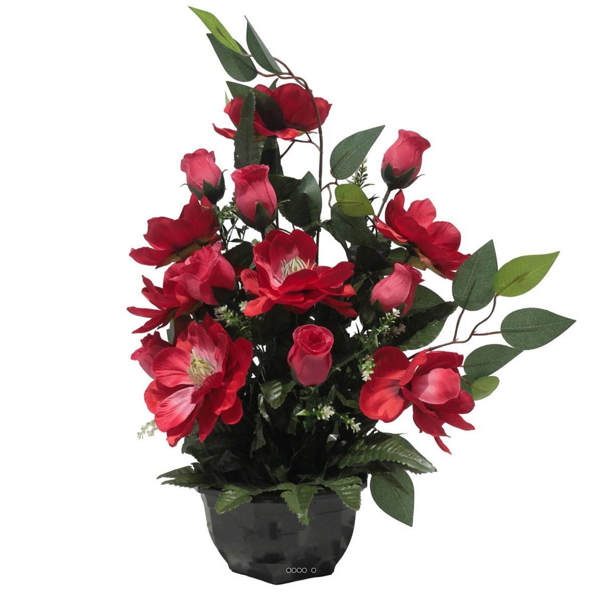 Vasque de Magnolia, bouton de rose, ficus pour la toussaint Rose fushia - couleur: Rose fushia 730 - Image 2