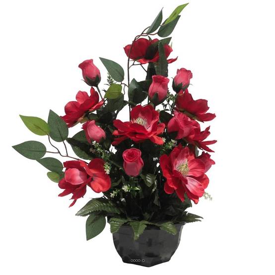 Vasque de Magnolia, bouton de rose, ficus pour la toussaint Rose fushia - couleur: Rose fushia 730 - Image 1