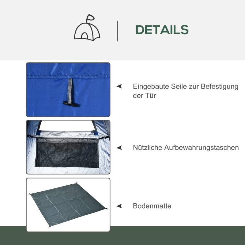 Tente de douche polyester camping plage intimité cabine pop-up bleu 126x124x189cm - ComfortXL Outdoor Living - Image 6