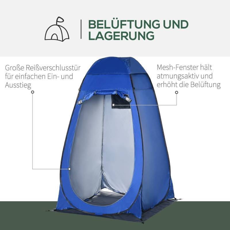 Tente de douche polyester camping plage intimité cabine pop-up bleu 126x124x189cm - ComfortXL Outdoor Living - Image 4