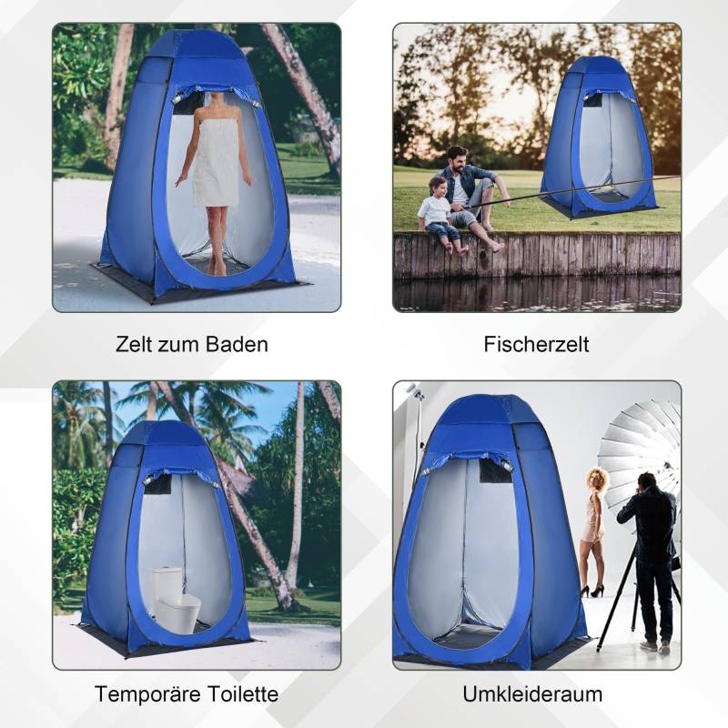 Tente de douche polyester camping plage intimité cabine pop-up bleu 126x124x189cm - ComfortXL Outdoor Living - Image 7