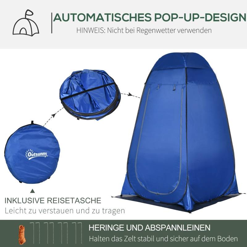 Tente de douche polyester camping plage intimité cabine pop-up bleu 126x124x189cm - ComfortXL Outdoor Living - Image 5