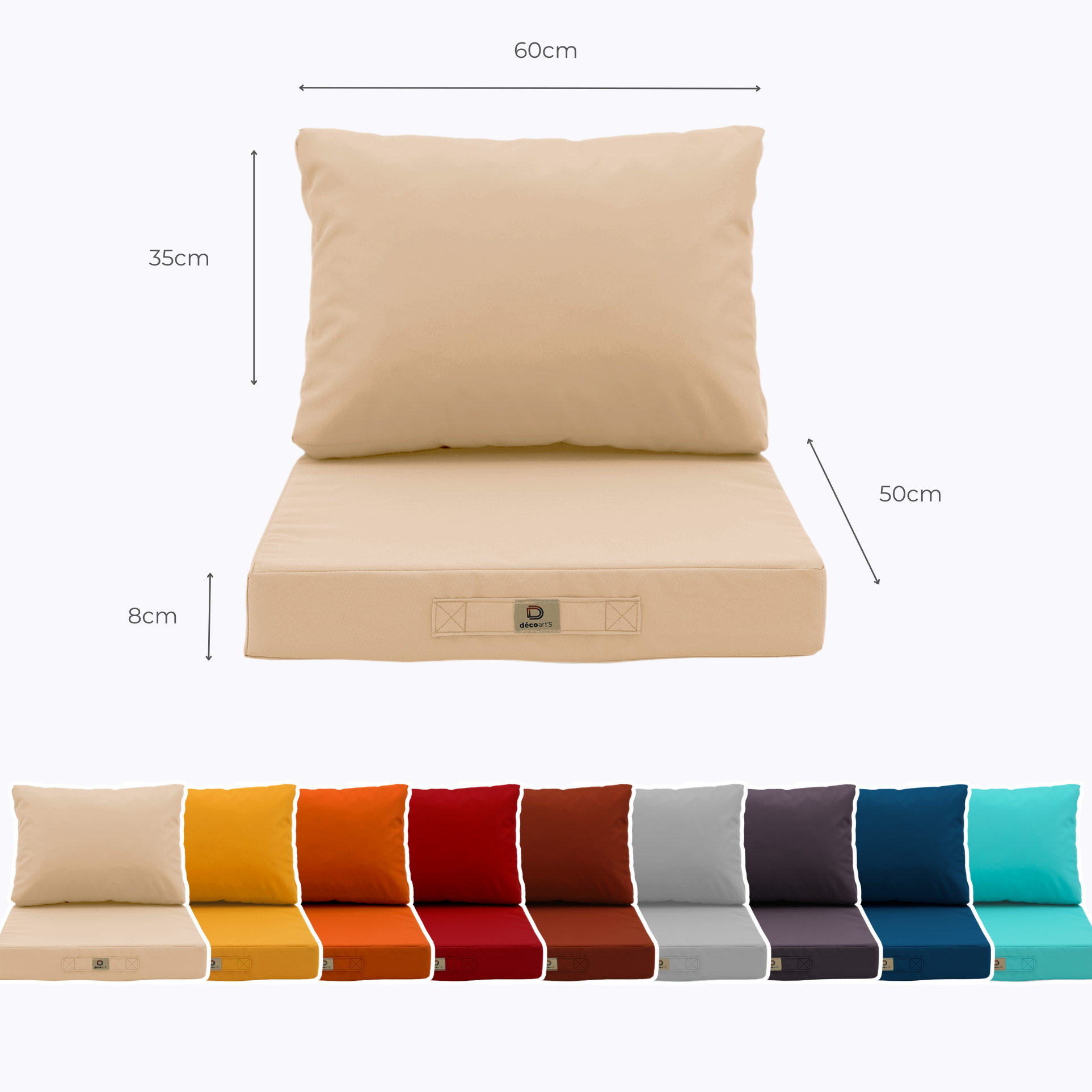 Coussins pour salon de jardin déhoussable 50x60cm Beige - Déco arts - Image 5