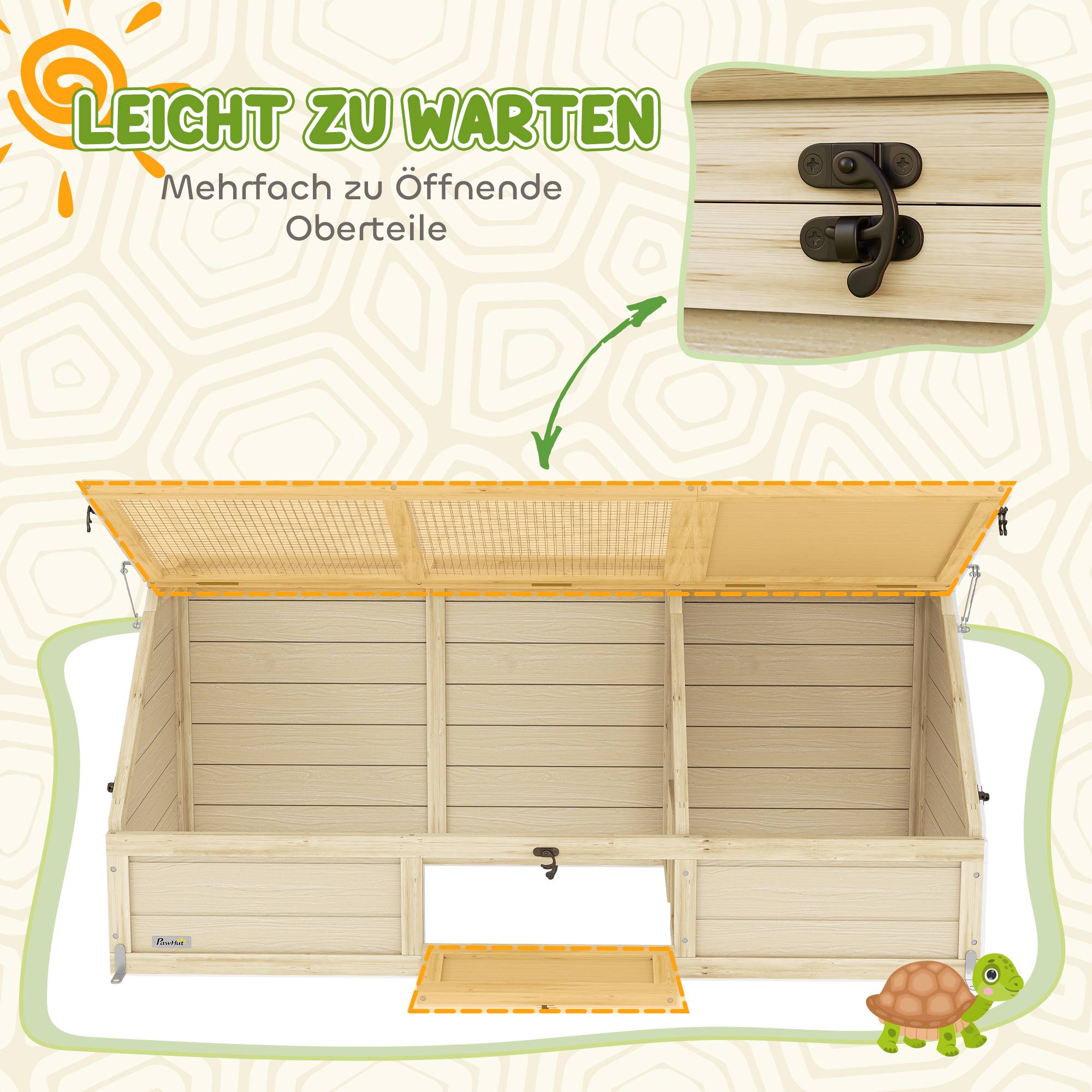 Boîte pour tortues, enclos extérieur, design sans fond, ouverture facile, maison pour tortues, naturel - Image 9