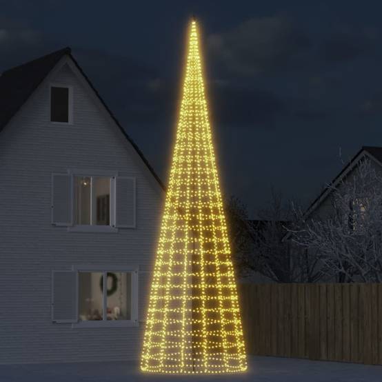 Sapin De Noël - Arbre de Noël lumineux sur mât de drapeau 3000 LED blanc 800 cm - Image 2