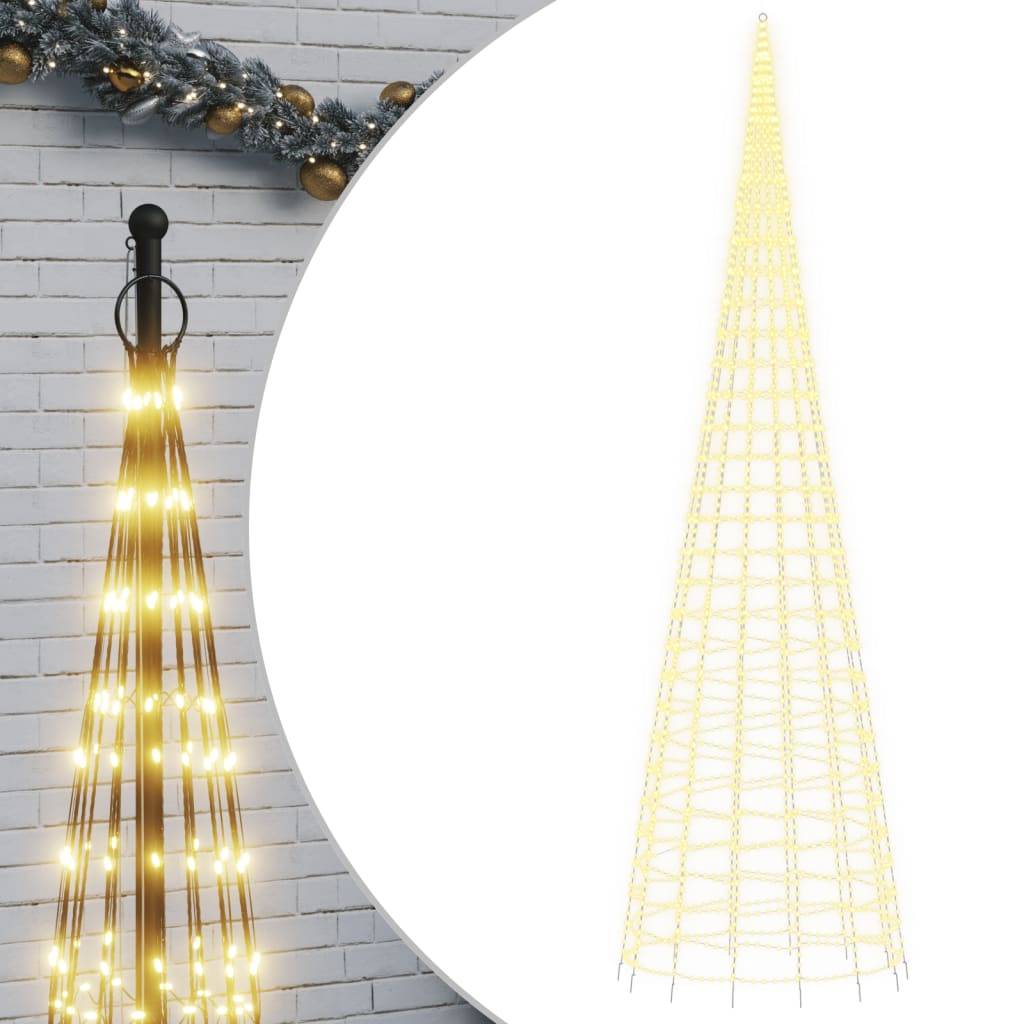 Sapin De Noël - Arbre de Noël lumineux sur mât de drapeau 3000 LED blanc 800 cm - Image 1