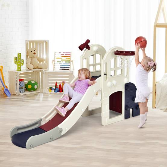 Toboggan pour Enfant 6 en 1 - Glisse de 140 CM 3-8 Ans Toboggan Intérieure & Extérieure Bleu - Image 2