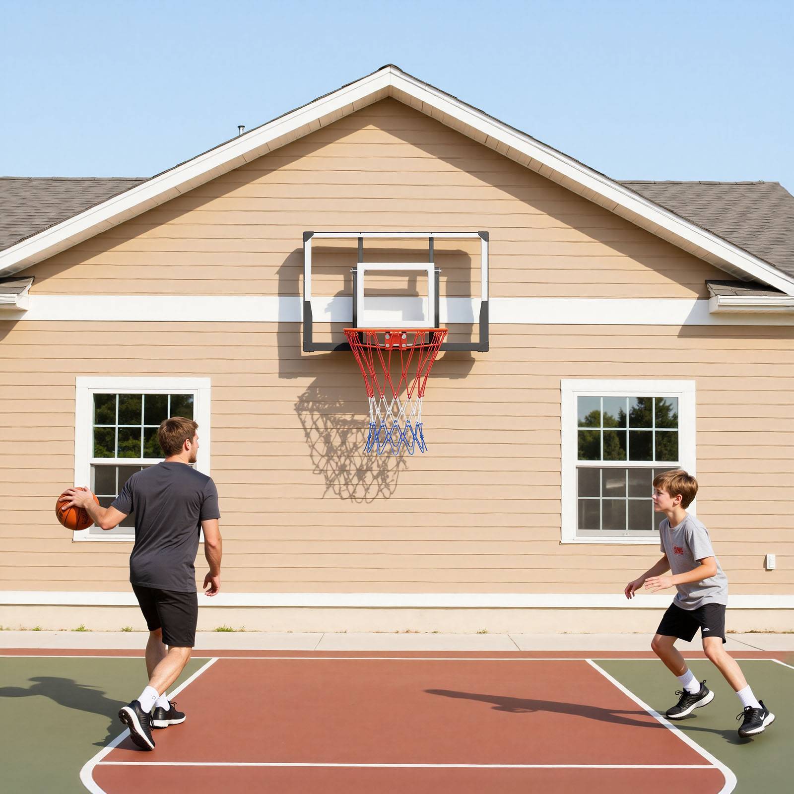 Vevor - VEVOR Panier de basket mural 110 cm, panneau PC 2 mm, cadre acier renforcé, filet nylon résistant, installation murale pour intérieur et extérieur. - Image 8