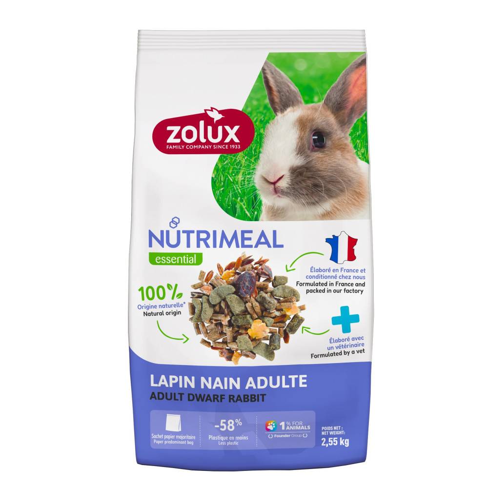 Zolux - Alimento compuesto para conejo adulto (6 meses y más) bolsa de 2.55 kg - Imagen 3