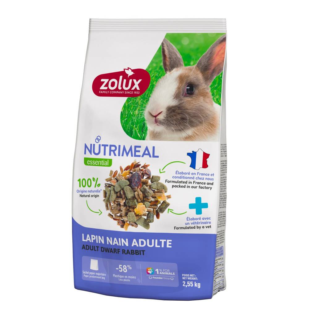 Zolux - Alimento compuesto para conejo adulto (6 meses y más) bolsa de 2.55 kg - Imagen 1