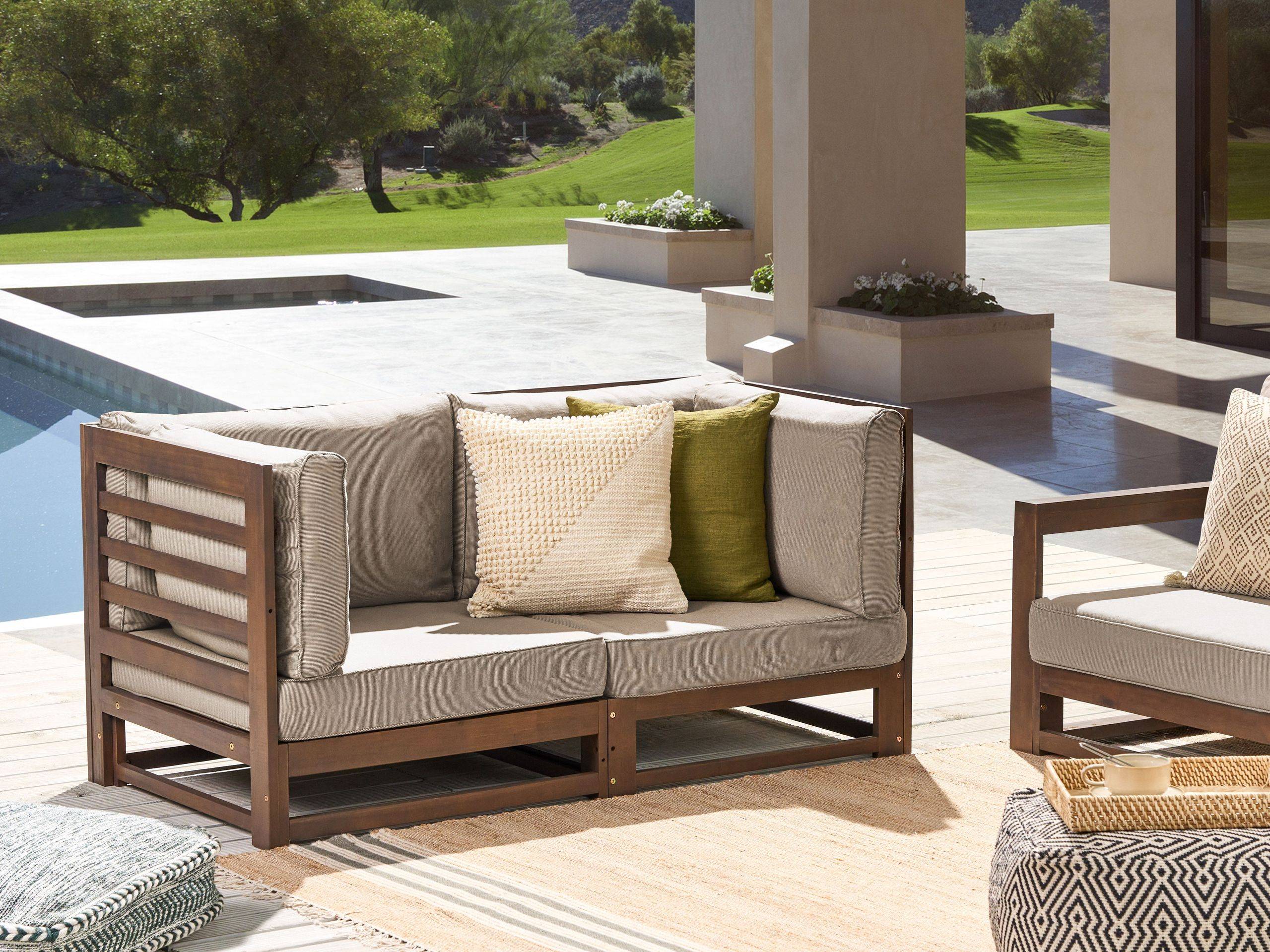 Beliani - Canapé de jardin, 2 Personnes Bois d'acacia certifié Marron foncé TRANI - Beliani - Imagen 1