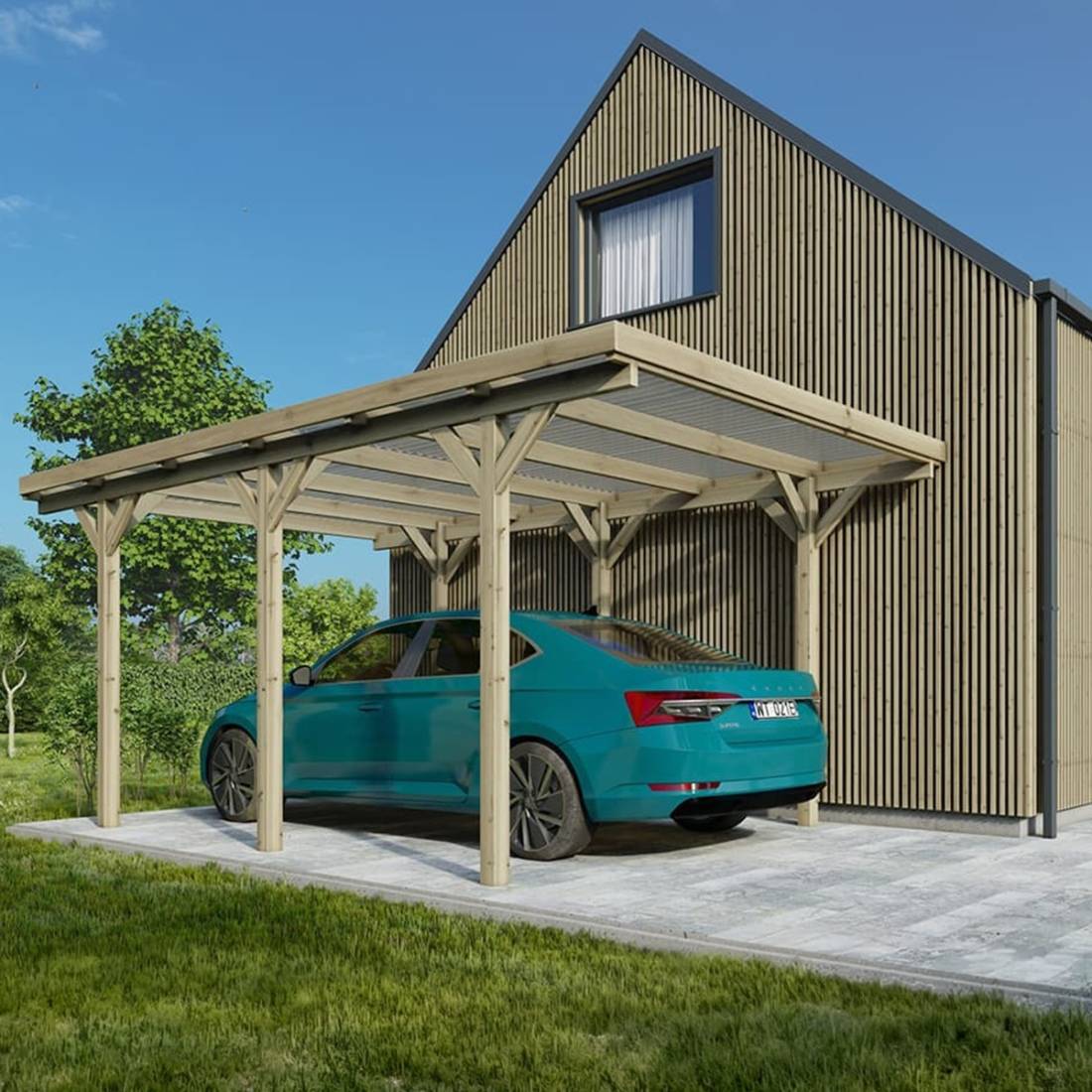 Altanka - Carport, abri de voiture 3.04x5.12 m - 15.57 m2 - couverture PVC - CAR16PVCTR - ALTANKA - Image 2