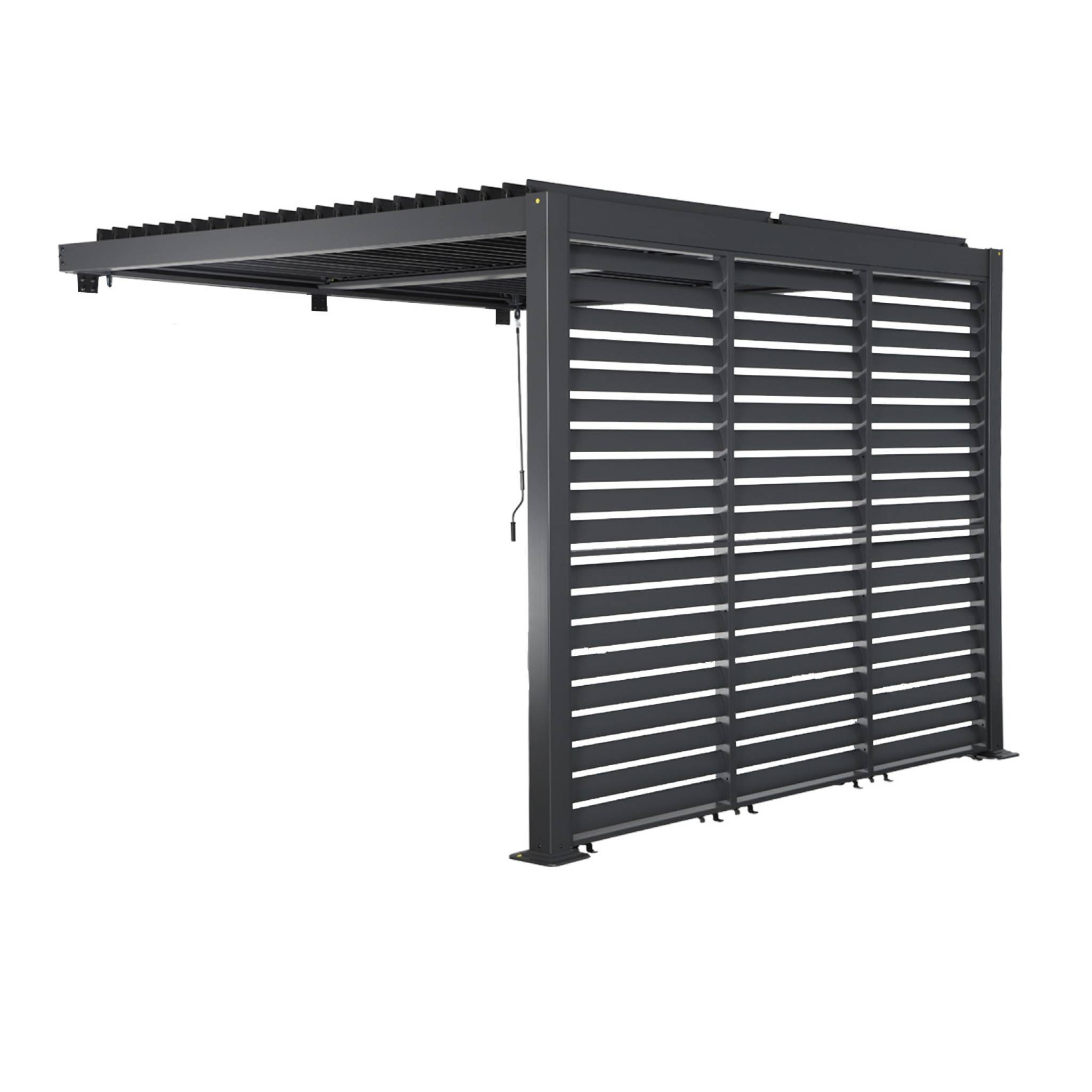 sweeek - Pergola bioclimatique aluminium adossée 3x3m anthracite + 3 persiennes 100cm Palace | sweeek - Image 2