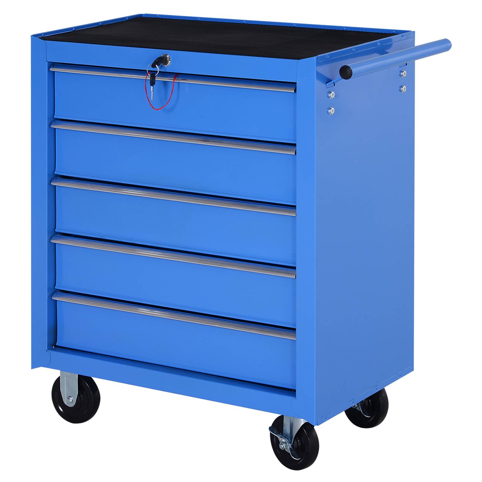 Sans Marque - Chariot atelier roulant, caisse 5 tiroirs, bleu - Image 1