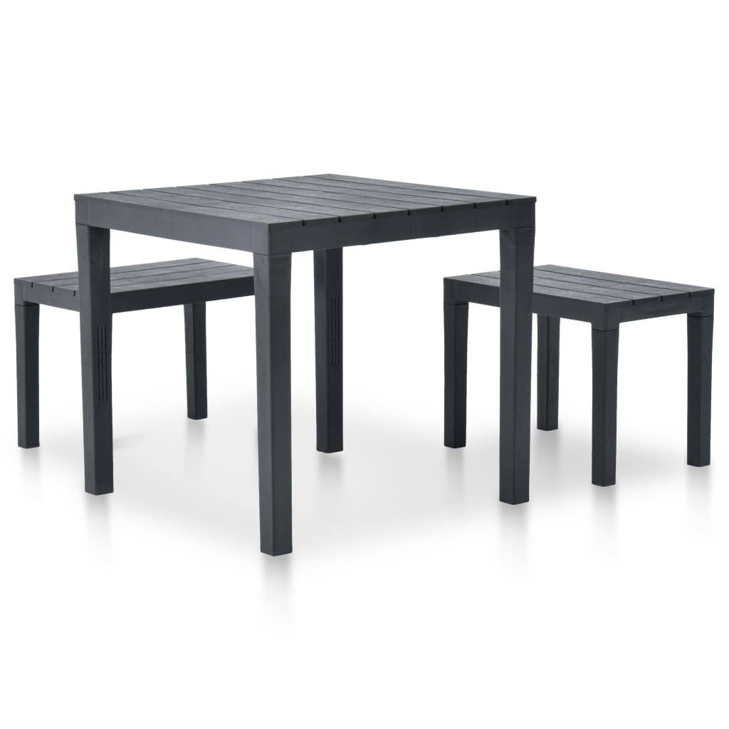 Vidaxl - Table de jardin avec 2 bancs Plastique Anthracite vidaXL 48778 - Imagen 2