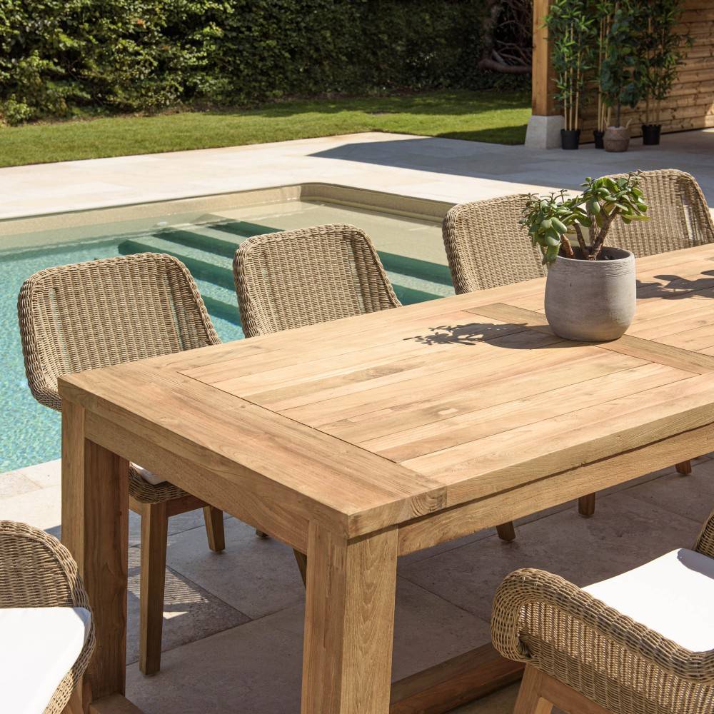 Macabane - KALLY - Table à manger jardin 300cm bois teck recyclé - Imagen 8