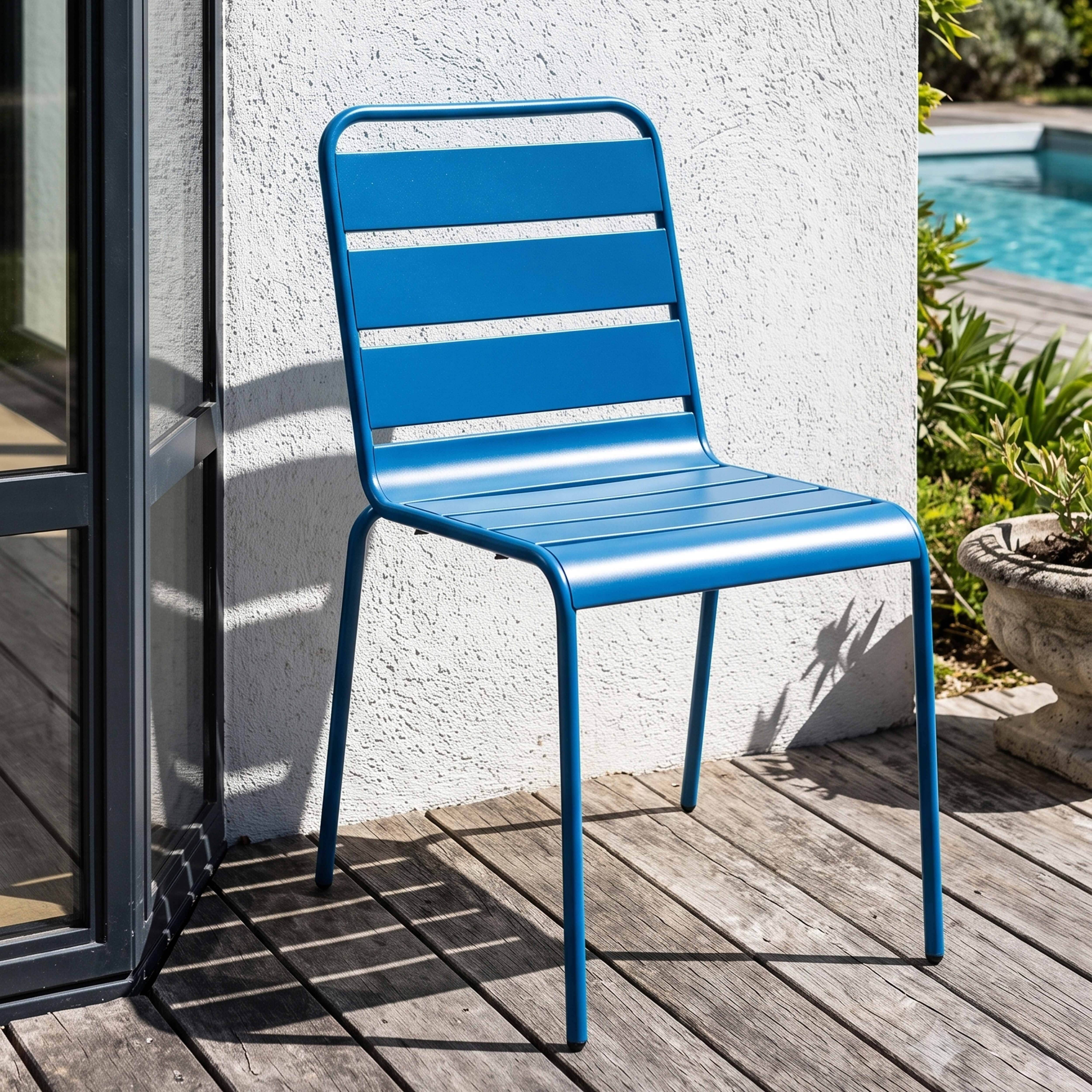 Oviala - Chaise de jardin en métal bleu pacific Palavas - Oviala - Imagen 2