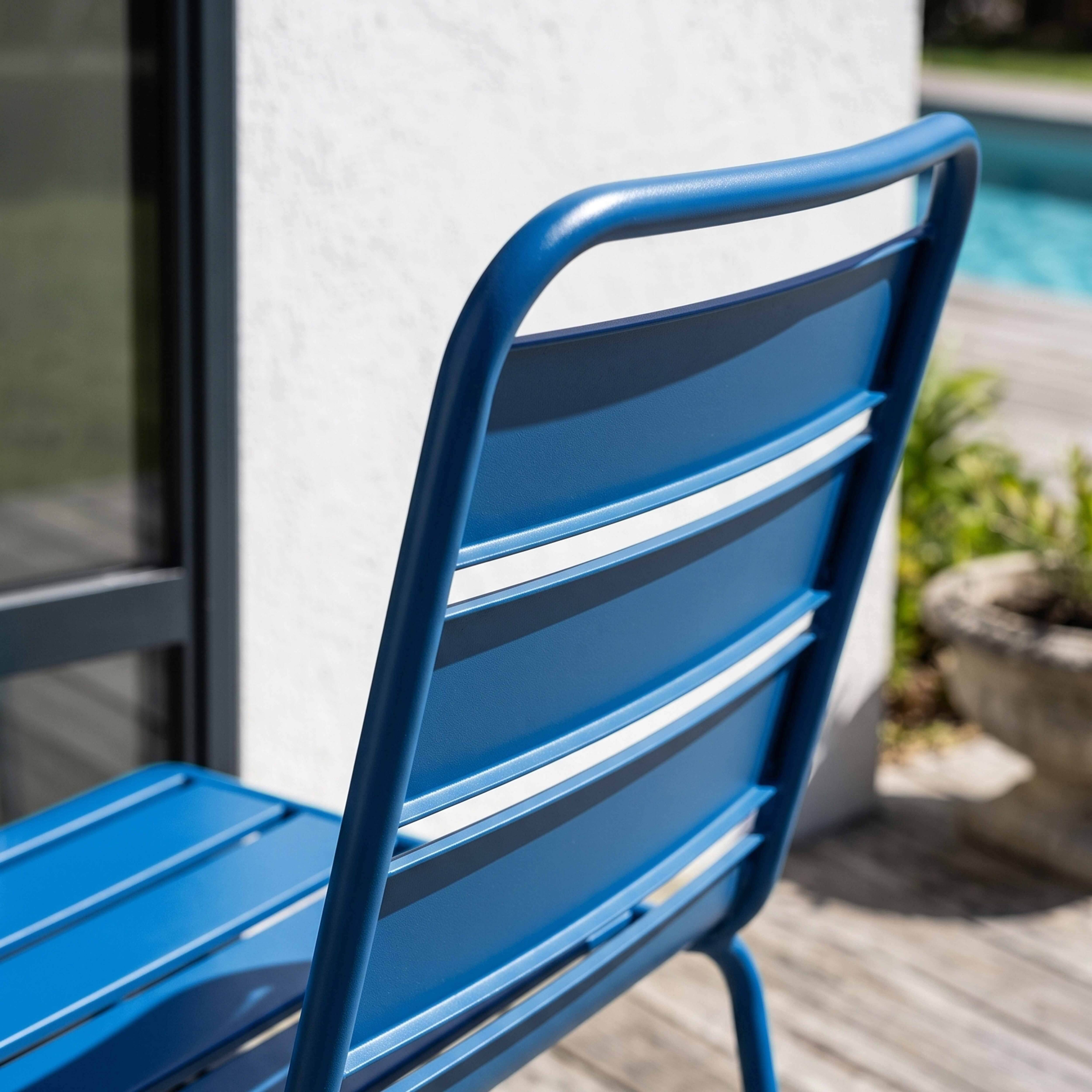 Oviala - Chaise de jardin en métal bleu pacific Palavas - Oviala - Imagen 3