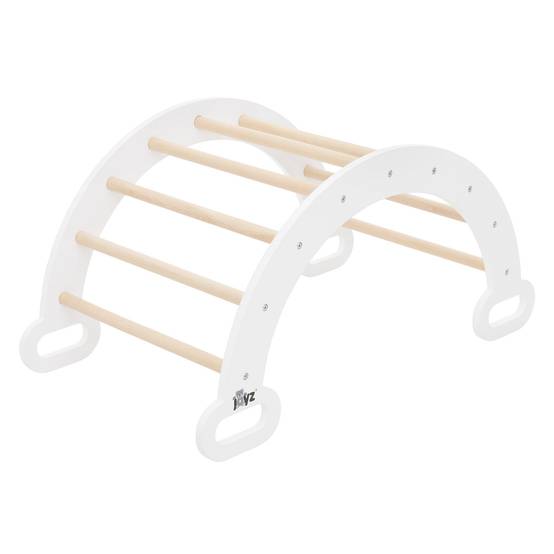 Arche d'escalade pour enfants en bois naturel/blanc multifonctionnel avec poignées convient aux plus de 2 ans encourage la motricité et le mouvement - Image 1