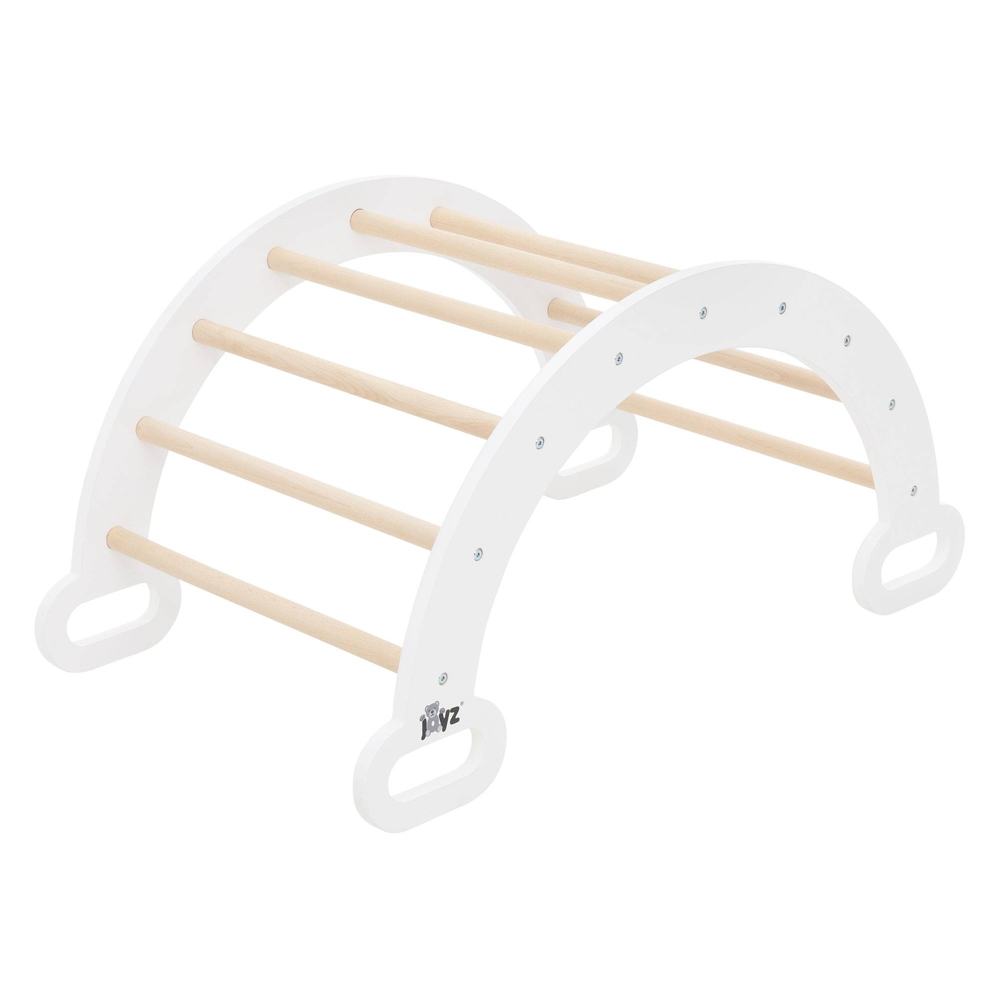 Arche d'escalade pour enfants en bois naturel/blanc multifonctionnel avec poignées convient aux plus de 2 ans encourage la motricité et le mouvement - Image 1