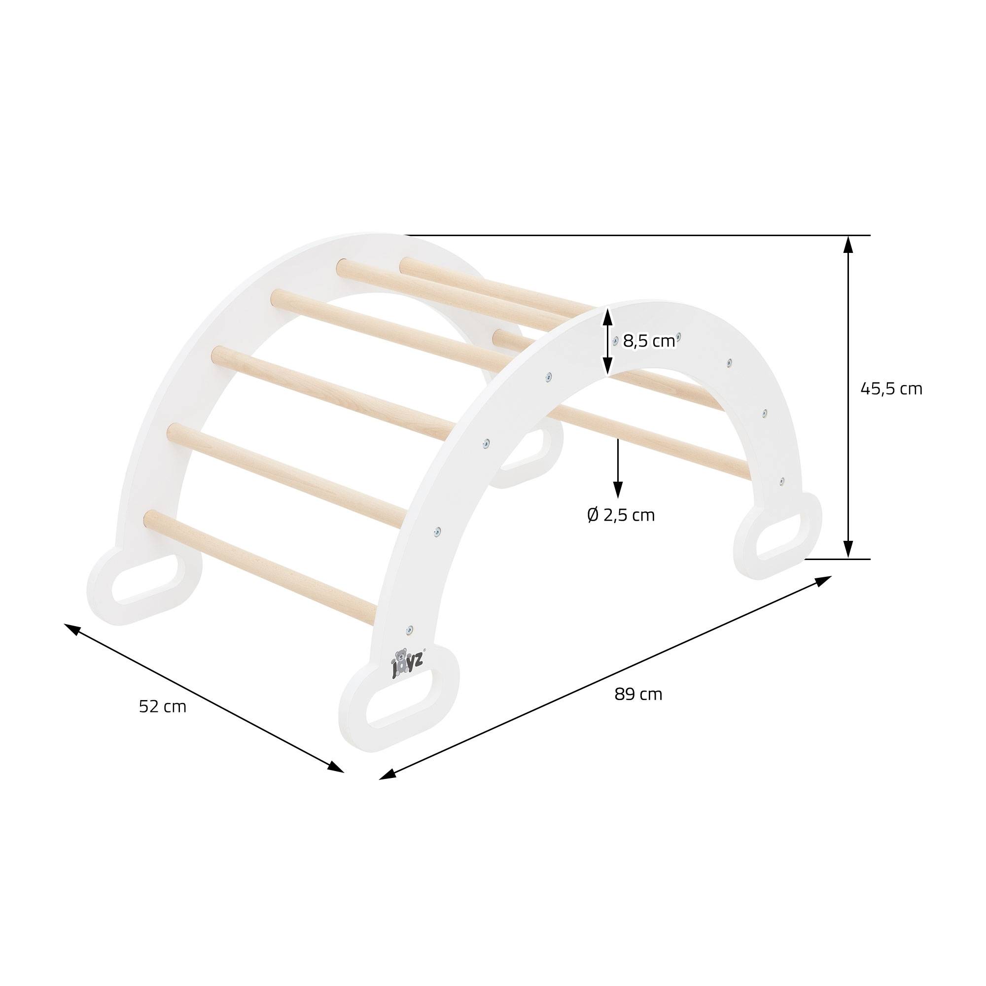 Arche d'escalade pour enfants en bois naturel/blanc multifonctionnel avec poignées convient aux plus de 2 ans encourage la motricité et le mouvement - Image 7