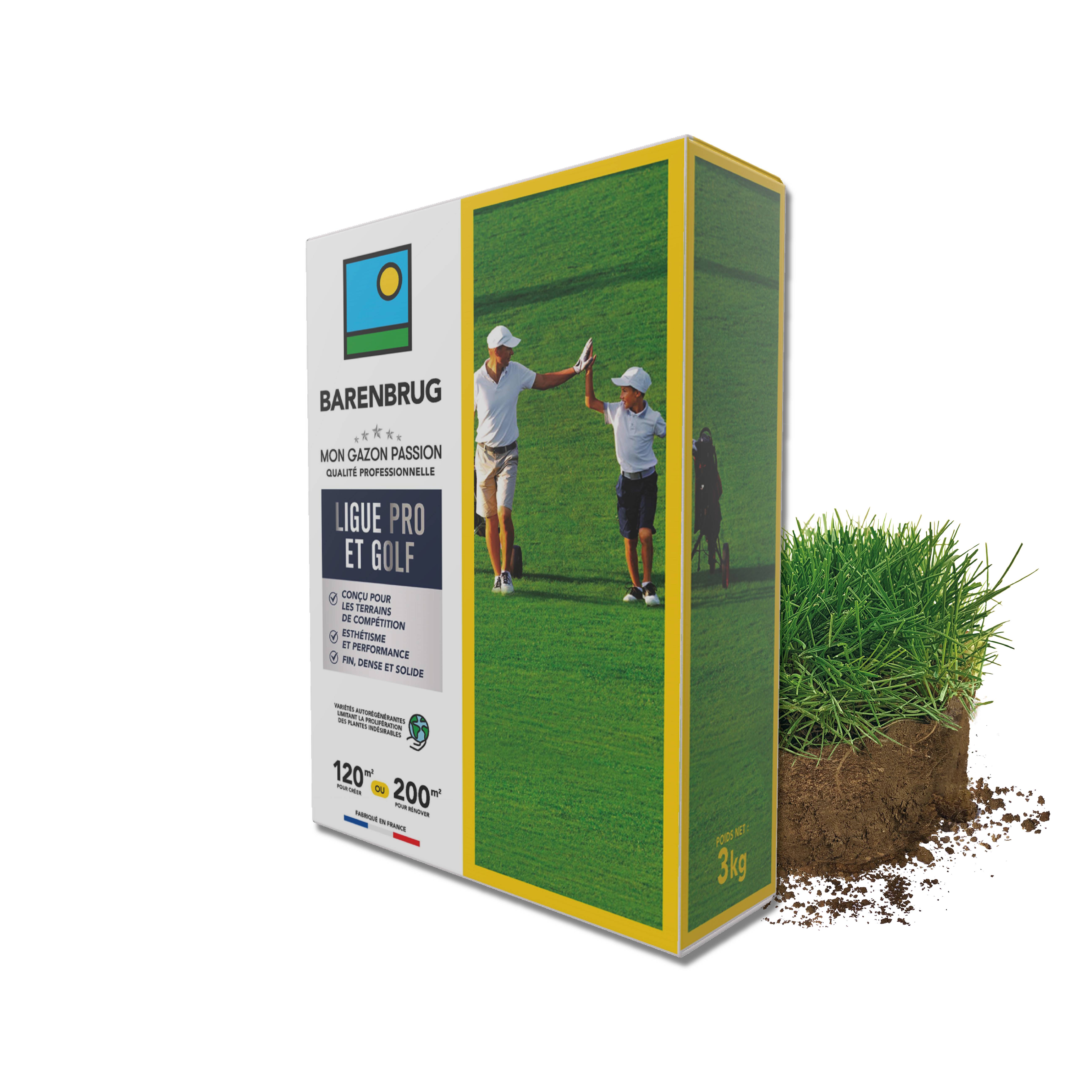 Gazon Ligue Pro et Golf - pour Terrains de Compétition - Esthétisme, Performance - Fin, Dense, Solide - 3KG - BARENBRUG - Image 1