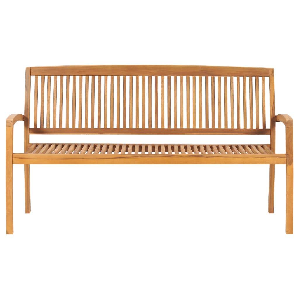 ComfortXL - Banc de Jardin Teck Massif Extérieur Pour Terrasse Empilable Bleu Royal 159cm - ComfortXL Outdoor Living - Image 3