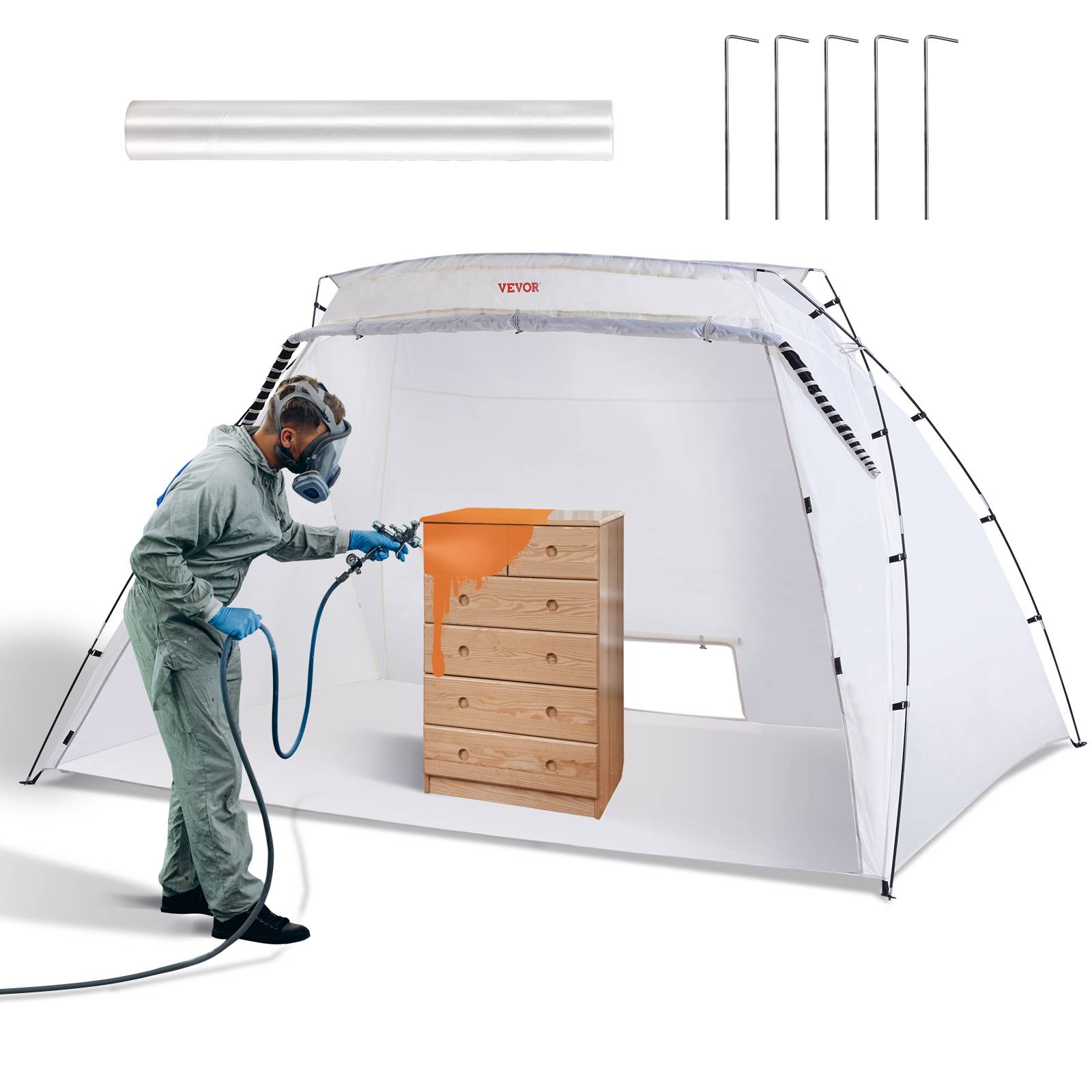 Vevor - VEVOR Abri peinture portable 305x213x183 cm oxford 210D, aération, film jetable pour pulvérisation/aérographe. - Image 1