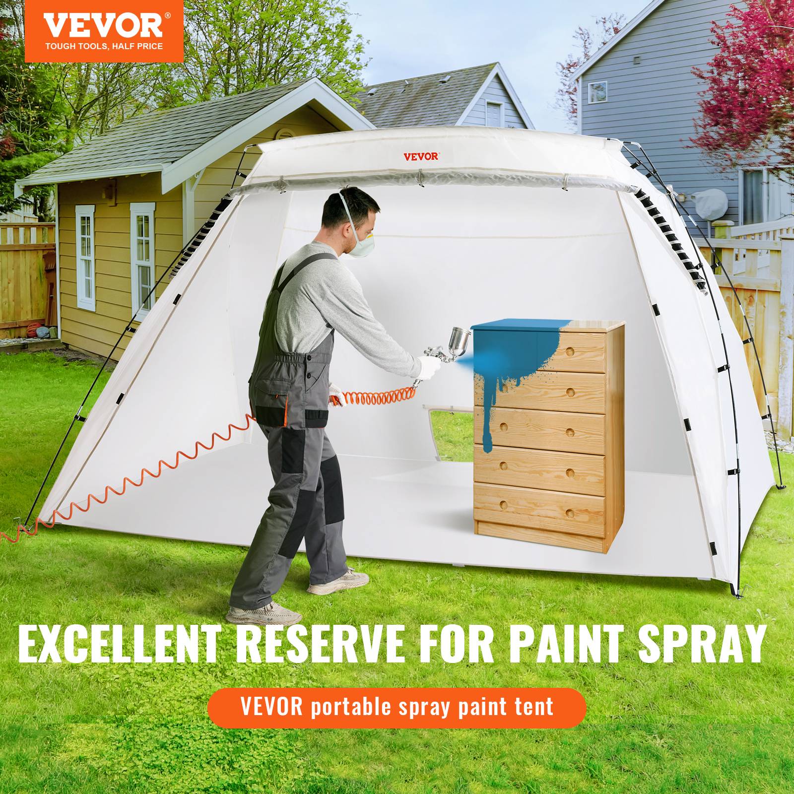 Vevor - VEVOR Abri peinture portable 305x213x183 cm oxford 210D, aération, film jetable pour pulvérisation/aérographe. - Image 2