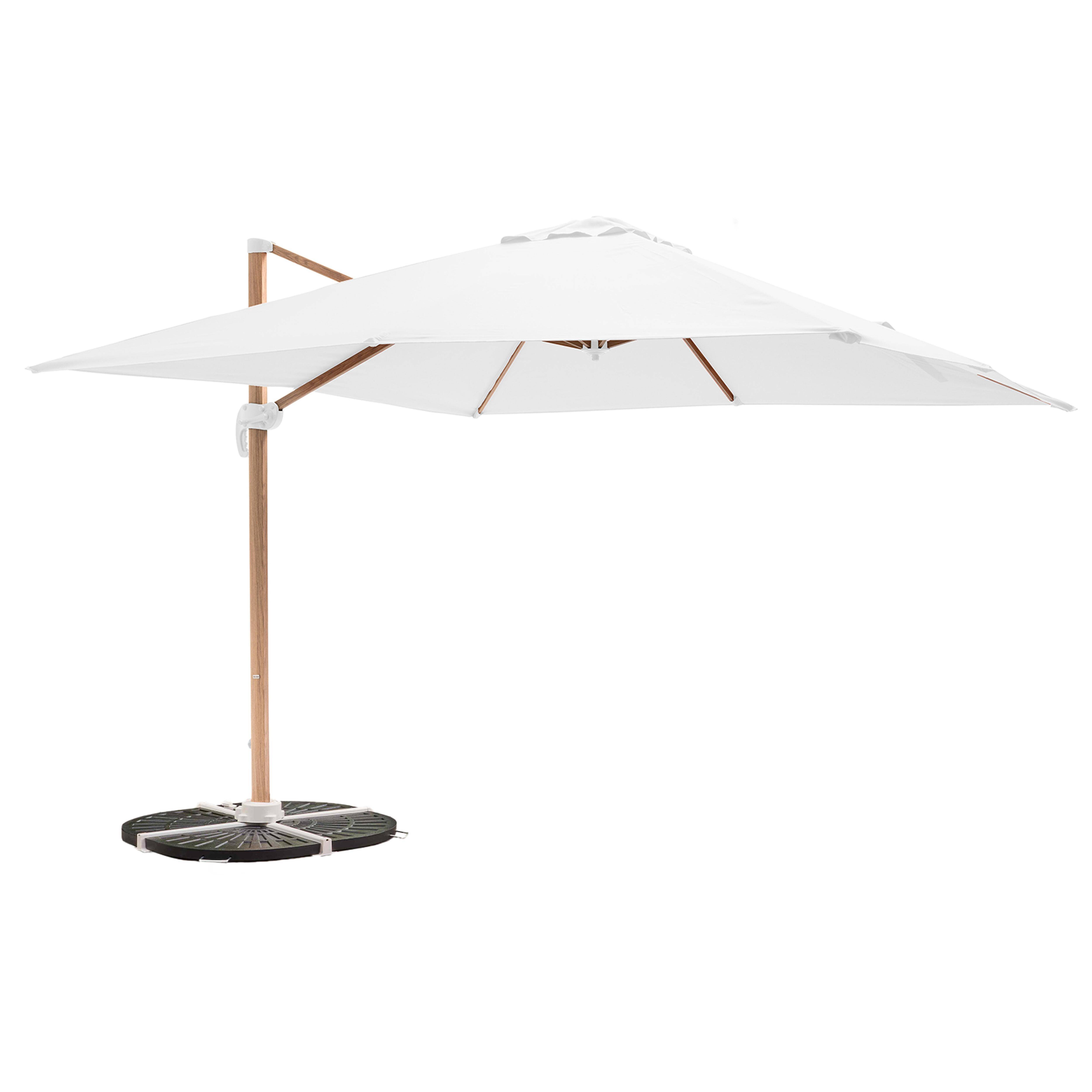 Oviala - Parasol déporté 3x3m et 4 dalles lestées effet bois blanc Brescia - Oviala - Image 1