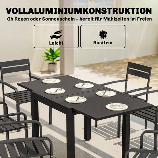 ComfortXL - Table de jardin extensible aluminium 80/160 x 80 cm pour terrasse 4 à 6 places - ComfortXL Outdoor Living - Image 7