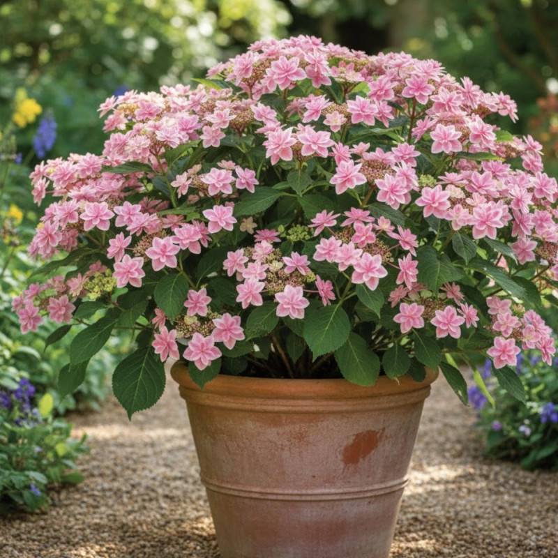 Hortensia Tinkerbell®, Hydrangea macrophylla à fleurs Rose/ - feuillage Caduc - Godet - 5/20 cm - Image 3