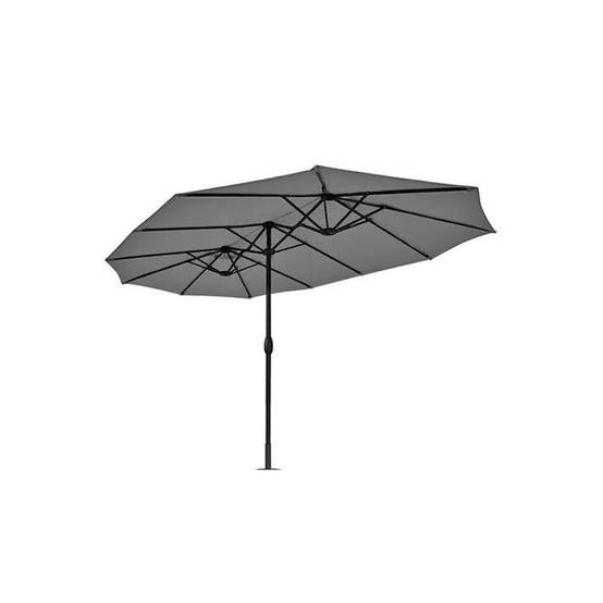 Parasol de jardin double Gris 450 x 265 x H 240cm Mât Ø48mm Toile polyester 180gr/m2 Robuste KZ GARDEN - Imagen 5