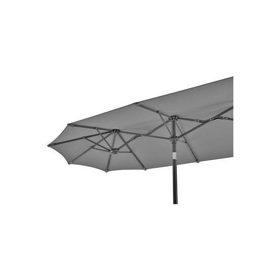 Parasol de jardin double Gris 450 x 265 x H 240cm Mât Ø48mm Toile polyester 180gr/m2 Robuste KZ GARDEN - Imagen 4