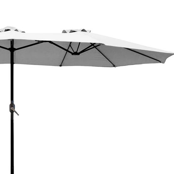 Parasol de jardin double Gris 450 x 265 x H 240cm Mât Ø48mm Toile polyester 180gr/m2 Robuste KZ GARDEN - Imagen 6