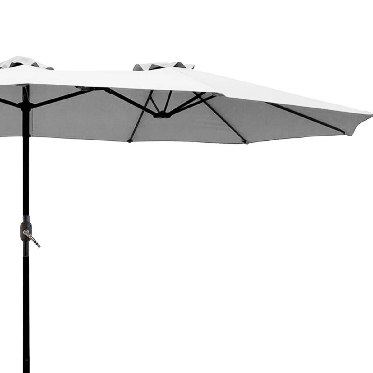 Parasol de jardin double Gris 450 x 265 x H 240cm Mât Ø48mm Toile polyester 180gr/m2 Robuste KZ GARDEN - Imagen 6